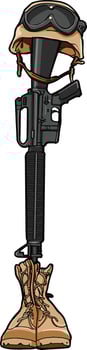 honor veterans  military Boot and gun hero vector