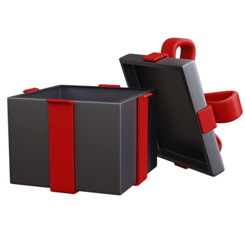 3d rendering file silver open gift box with red ribbon isolated png