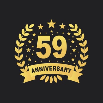 59 Anniversary celebration design, luxurious golden color 59 years Anniversary design. vector
