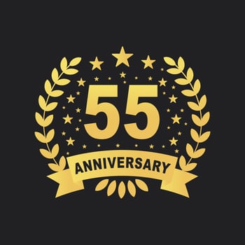 55 Anniversary celebration design, luxurious golden color 55 years Anniversary design. vector