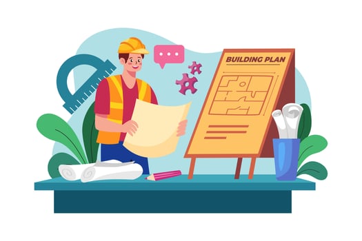 Civil engineer looking for building plan vector