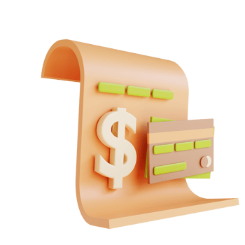 3D illustration bill and credit card png