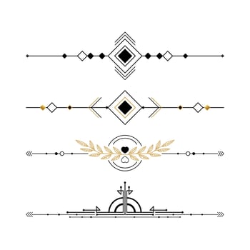 Set of black and gold ornaments, frames for illustrations on a white background - Vector