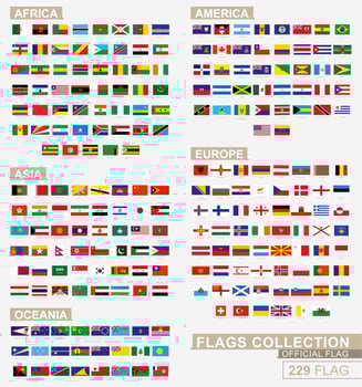 Flag of the world, big collection sorted alphabetical. vector