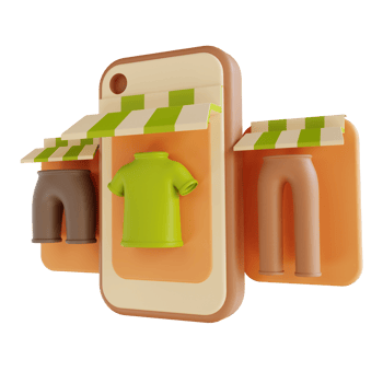 3D illustration online store Shirt and pants png