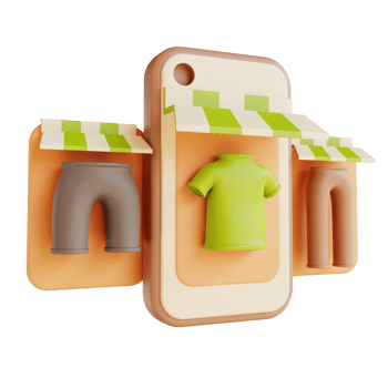 3D illustration online store Shirt and pants png