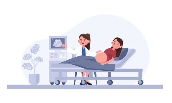 Ultrasound of a pregnant woman vector