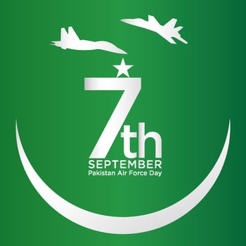 Youm e Fizaya Pakistan. English translation Pakistan Air Force Day. with crescent and jets. vector illustration.