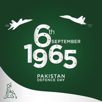Youm e difa Pakistan. English translation PakistanDefense Day. 1965 with fighter jets. vector illustration.