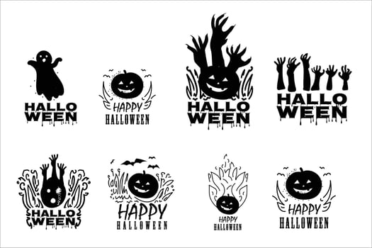 Happy halloween vector vintage label set