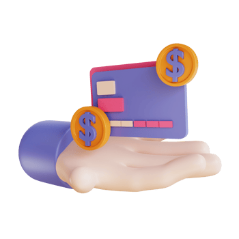3D illustration credit card and coin png