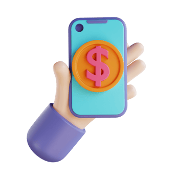 3D illustration cashless payments and hand png