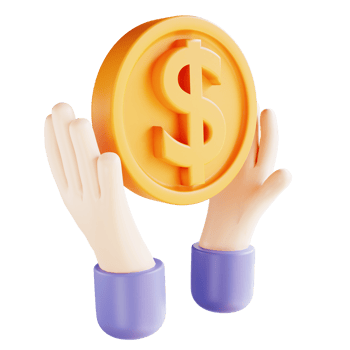 3D illustration hand and money saving png
