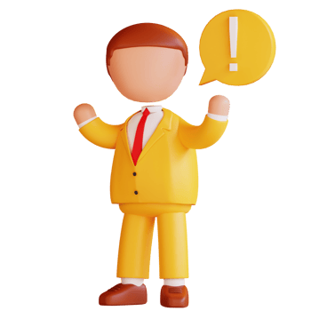 3d character with exclamation mark png