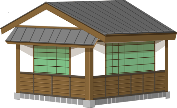 3d one floor japanese house or restaurant old vintage style. png