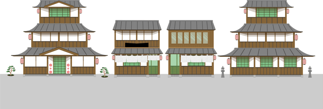 set of japanese old home and restaurants. png
