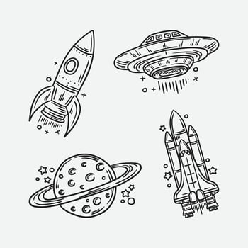 Hand Drawn Minimalist Tattoo Outer Space vector