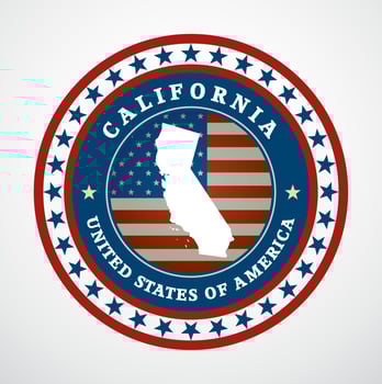 Label with map of California, vector