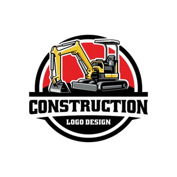 excavator heavy duty construction logo vector