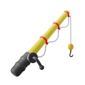 fishing rod with hook 3d icon illustration png