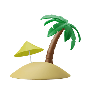 tropical island beach resort 3d illustration icon png