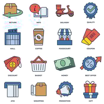 Set of Shopping malls icon logo vector illustration. Online supermarket pack symbol template for graphic and web design collection