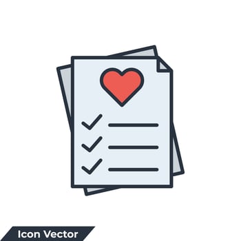 wish list icon logo vector illustration. Like document symbol template for graphic and web design collection