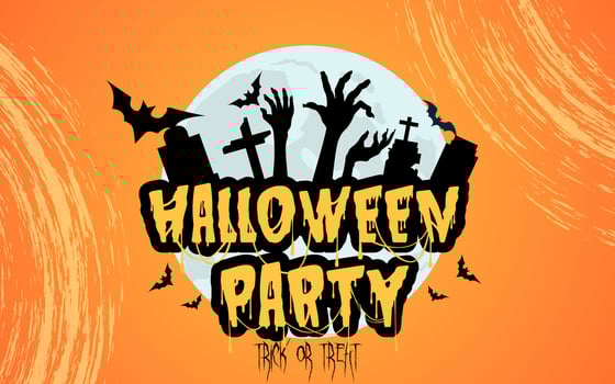 Halloween party and Gravestone under the moonlight vector