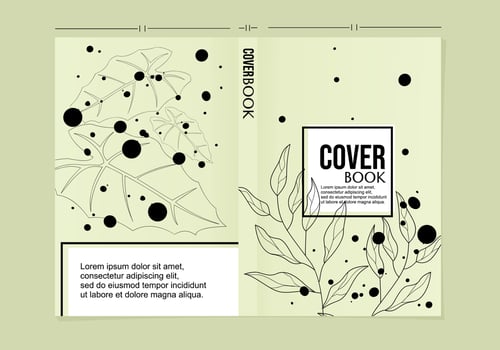 Set of book cover designs with leaf line art decoration. nature theme background vector