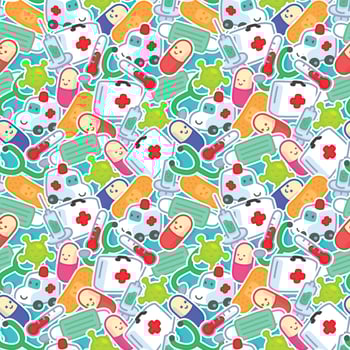 Medicine and first aid seamless pattern Gift Wrap wallpaper background vector