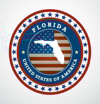 Label with map of Florida, vector