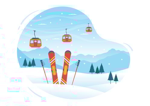 Snowboarding Hand Drawn Cartoon Flat Illustration of People in Winter Outfit Sliding and Jumping with Snowboards at Snowy Mountain Sides or Slopes vector