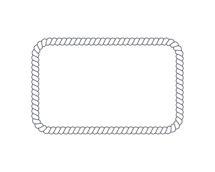 Rectangle rope frame for photo or picture in retro yacht style. Design element in maritime style for print and decoration vector