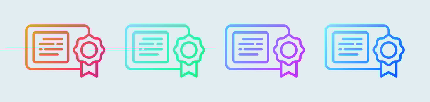 Certificate line icon in gradient colors. Diploma signs vector illustration.