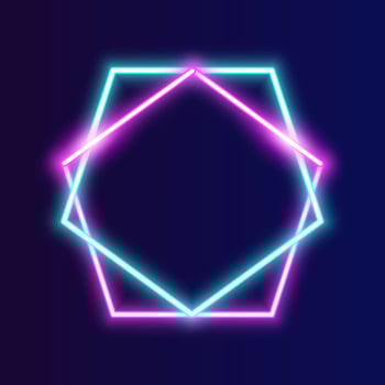 Futuristic Technology Retro Neon Frame Border. vector