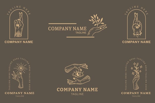 Minimalist Soft Orange Logo Symbol Templates Mystical Collection Element Gray Pastel. vector