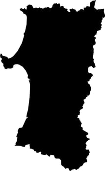 Silhouette of Japan country map,Akita Prefecture map vector