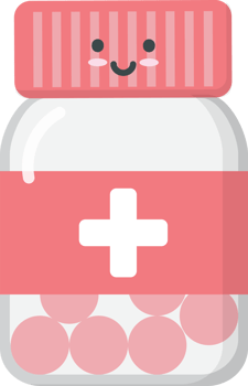 Cute happy pill cartoon character png