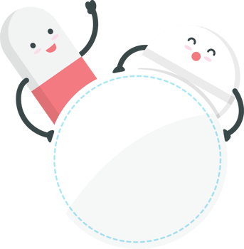 Cute happy pill with black sign cartoon character png