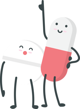Cute happy pill cartoon character png