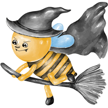 Halloween bee collection illustration Designed with watercolor graphics techniques. Perfect for Halloween themed decorations, digital printing, kindergarten, stickers, cards, gifts and more. png