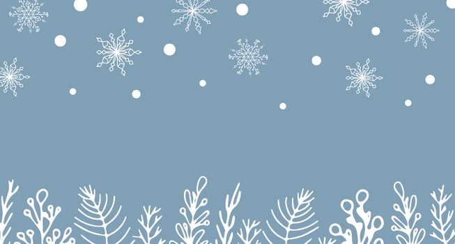 Beautiful set of white botanical elements Christmas tree, berries for winter design. Collection of Christmas New Year elements. Frozen silhouettes of crystal twigs on a blue background. vector