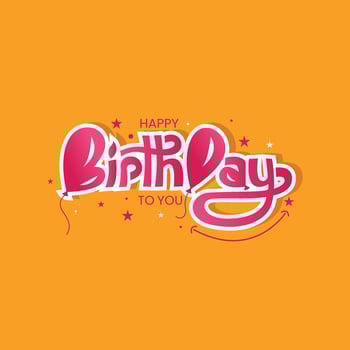 Happy Birthday typography vector design for greeting cards and poster with balloon, confetti and gift box, design template for birthday celebration.