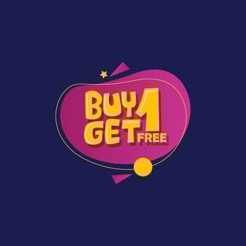 Buy 1 Get 1 Free, sale tag, banner design template, discount app icon, vector illustration