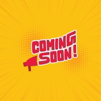 Coming soon. Red banner coming soon with megaphone. Vector illustration.