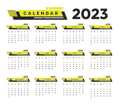 Professional business 2023 calendar in geometric style vector