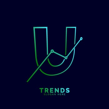 dynamic outline letter U trends statistic vector logo design