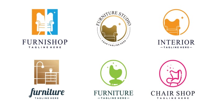 Furniture logo collection with creative abstract concept Premium Vector
