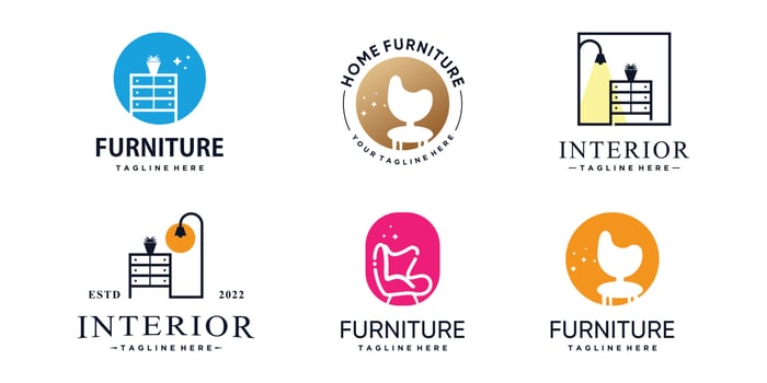 Furniture logo collection with creative abstract concept Premium Vector
