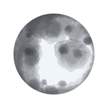 Vector Moon painted in watercolor. Space illustration.